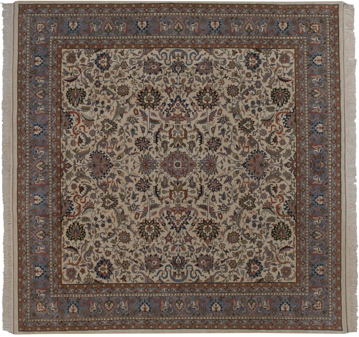 10x10 Kashan Ivory Oriental Square Rug 034345