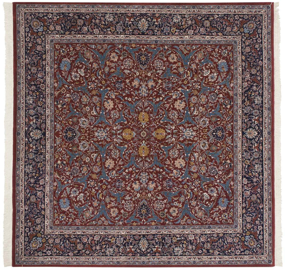 10x10 Kashan Red Oriental Square Rug 019684