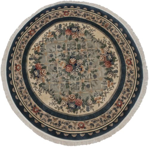 10×10 Savonnerie Green Oriental Square Rug 020043