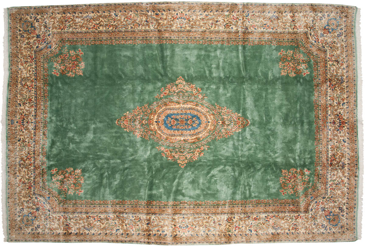 10x15 Persian Kerman Green Oriental Large Rug 012241 10x15 Persian Kerman Green Oriental Large Rug 012241