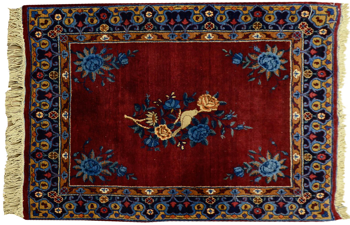 2x3 Persian Kerman Red Oriental Rug 011314 2x3 Persian Kerman Red Oriental Rug 011314