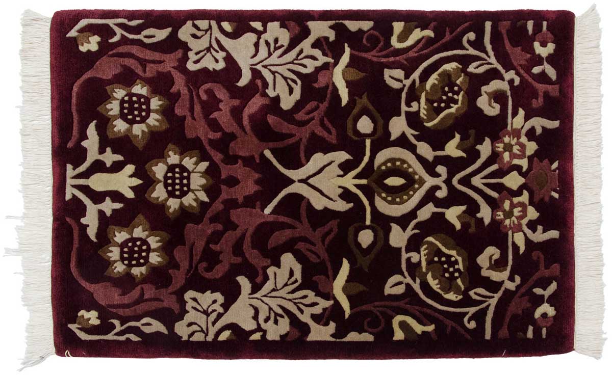 2x3 William Morris Burgundy Oriental Rug 037193 2x3 William Morris Burgundy Oriental Rug 037193