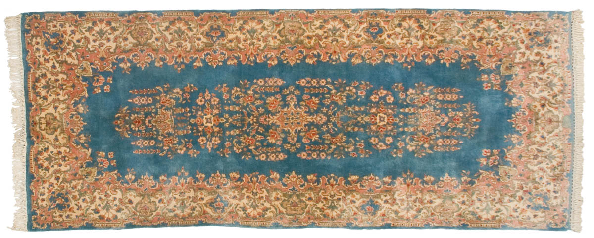 4x10 Persian Kerman Blue Oriental Rug Runner 012181 4x10 Persian Kerman Blue Oriental Rug Runner 012181