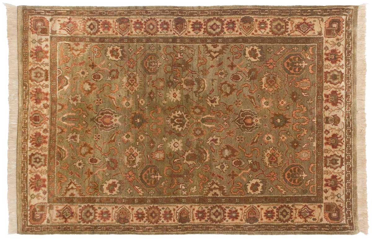 4x6 Agra Green Oriental Rug 037963 4x6 Agra Green Oriental Rug 037963