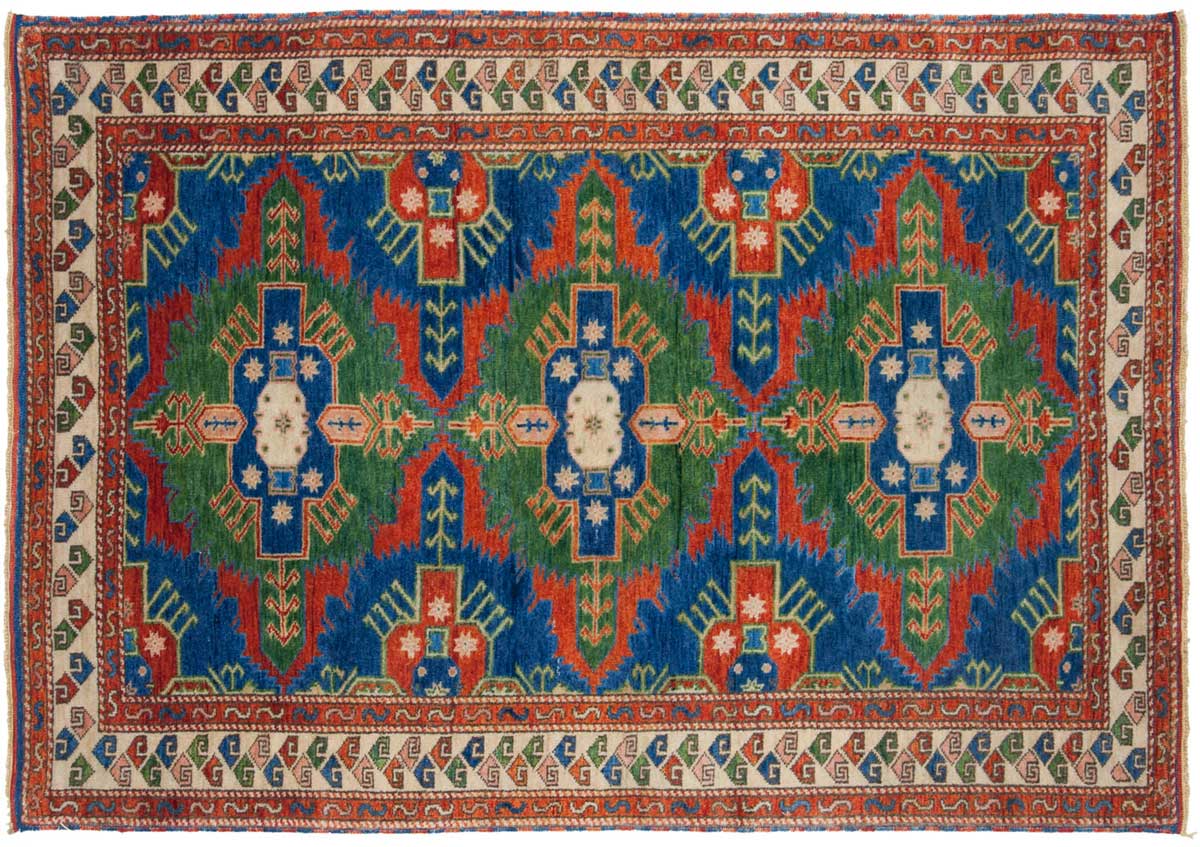 4x6 Kazak Blue Oriental Rug 012997 4x6 Kazak Blue Oriental Rug 012997