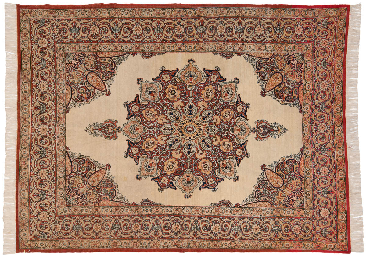 4x6 Persian Tabriz Ivory Oriental Rug 011256 4x6 Persian Tabriz Ivory Oriental Rug 011256