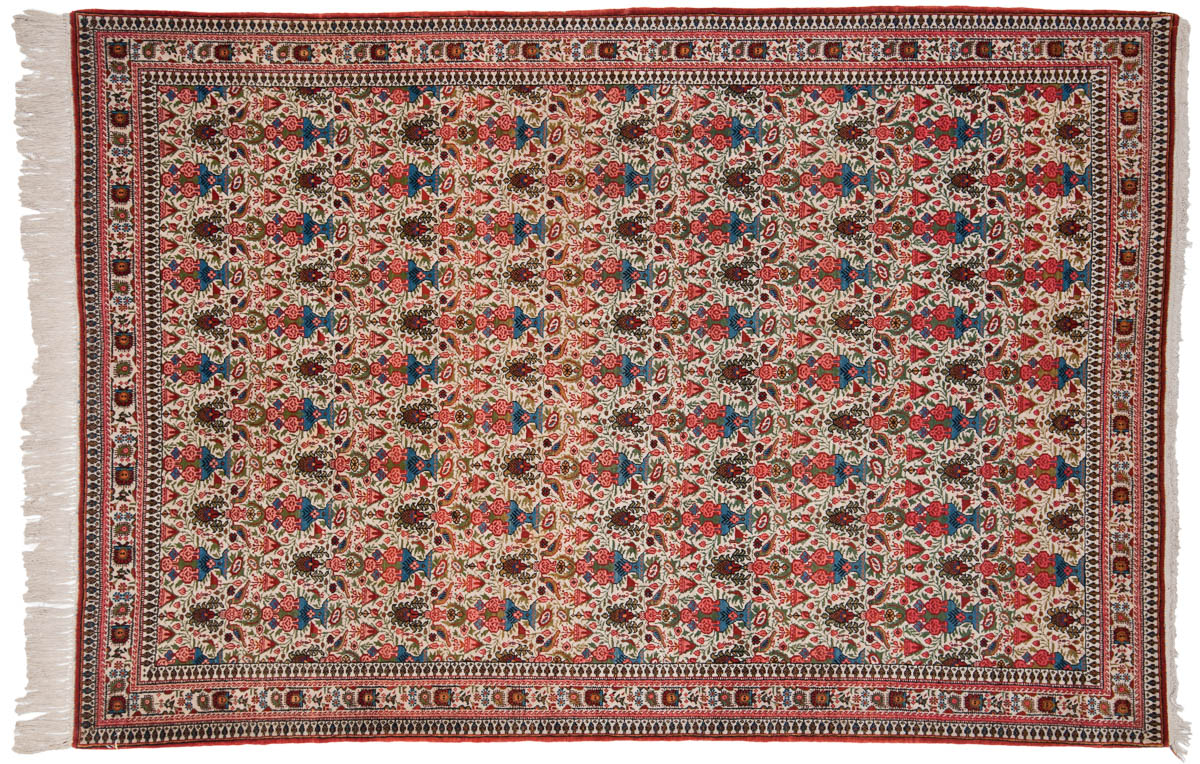 4x7 Persian Ghoum Ivory Oriental Rug 011278 4x7 Persian Ghoum Ivory Oriental Rug 011278