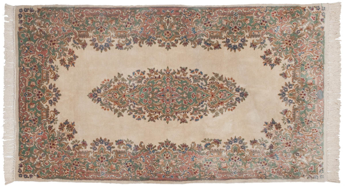 4x7 Persian Kerman Ivory Oriental Rug 012195