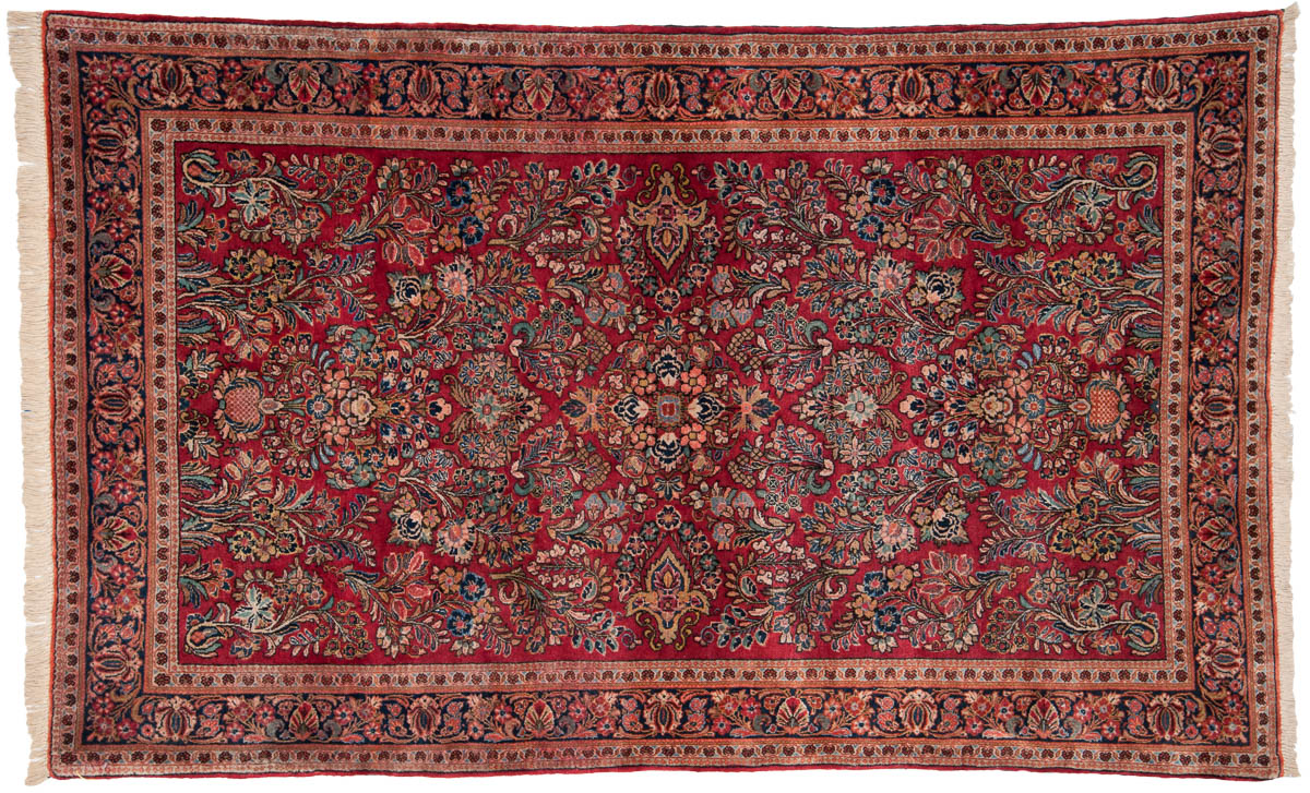 4x7 Persian Sarouk Red Oriental Rug 011567 4x7 Persian Sarouk Red Oriental Rug 011567