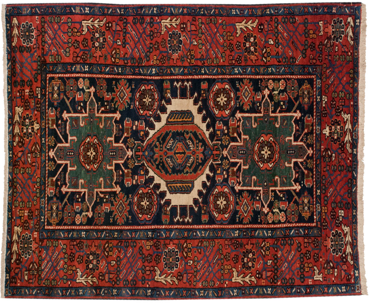 5x6 Persian Karaja Blue Oriental Rug 011211 5x6 Persian Karaja Blue Oriental Rug 011211