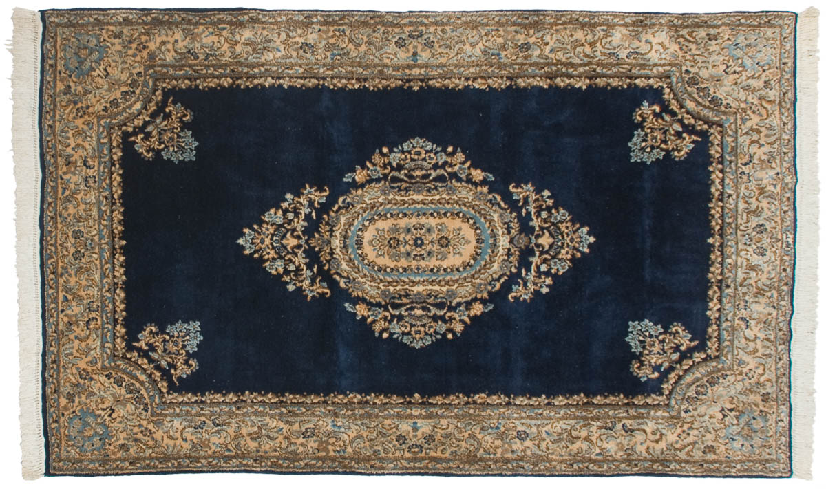 5x8 Persian Kerman Blue Oriental Rug 012317 5x8 Persian Kerman Blue Oriental Rug 012317