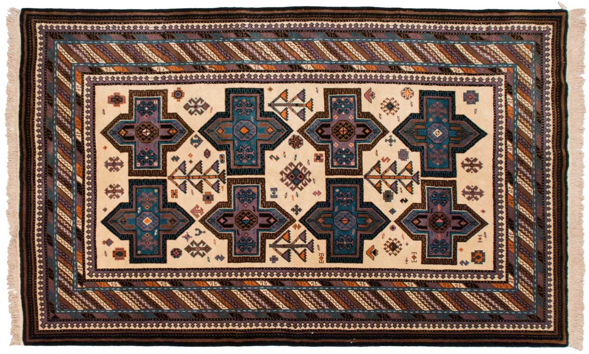 6x10 Kazak Ivory Oriental Rug 027378 6x10 Kazak Ivory Oriental Rug 027378