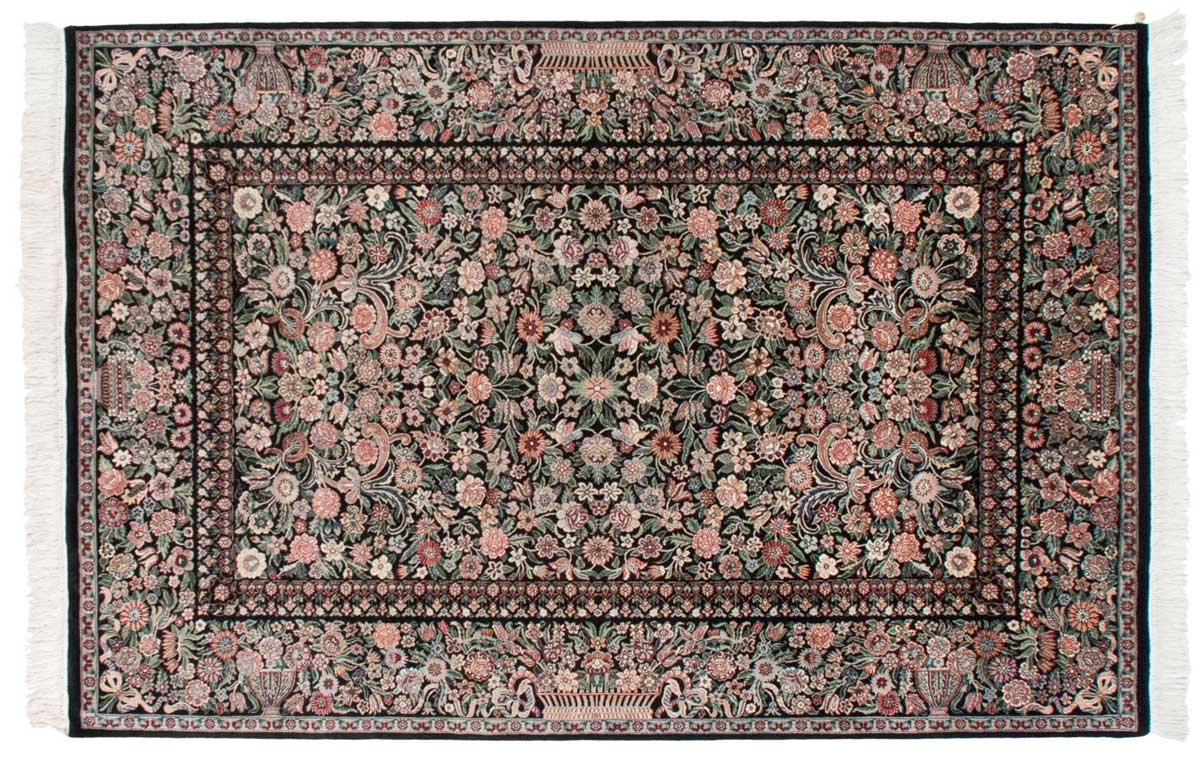 6x9 Aubusson Black Oriental Rug 025820 6x9 Aubusson Black Oriental Rug 025820