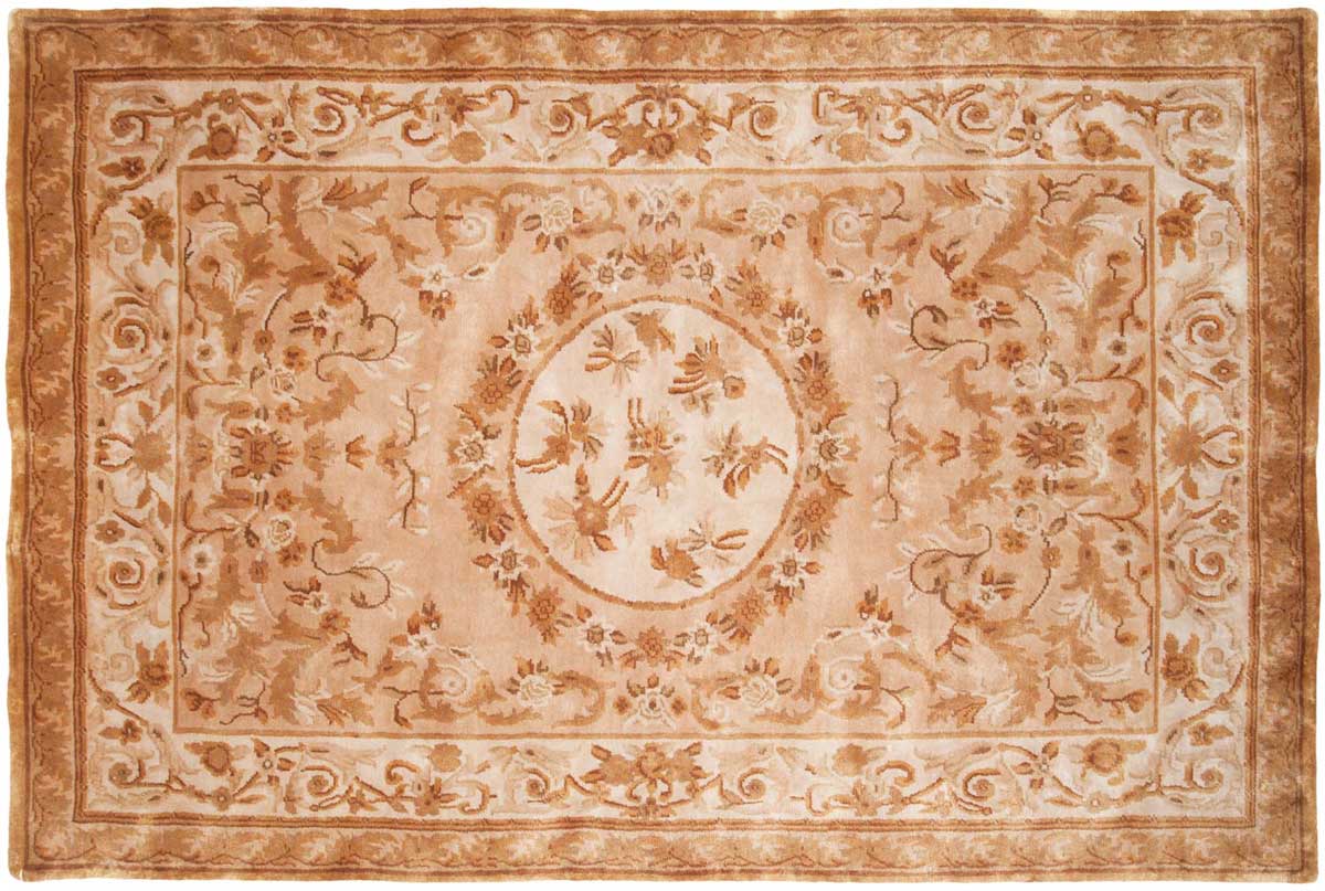 6x9 Aubusson Gold Oriental Rug 027930
