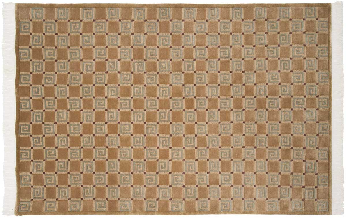 6x9 Block Gold Oriental Rug 032291 6x9 Block Gold Oriental Rug 032291