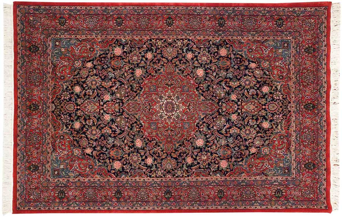 6x9 Kashan Blue Oriental Rug 030720 6x9 Kashan Blue Oriental Rug 030720