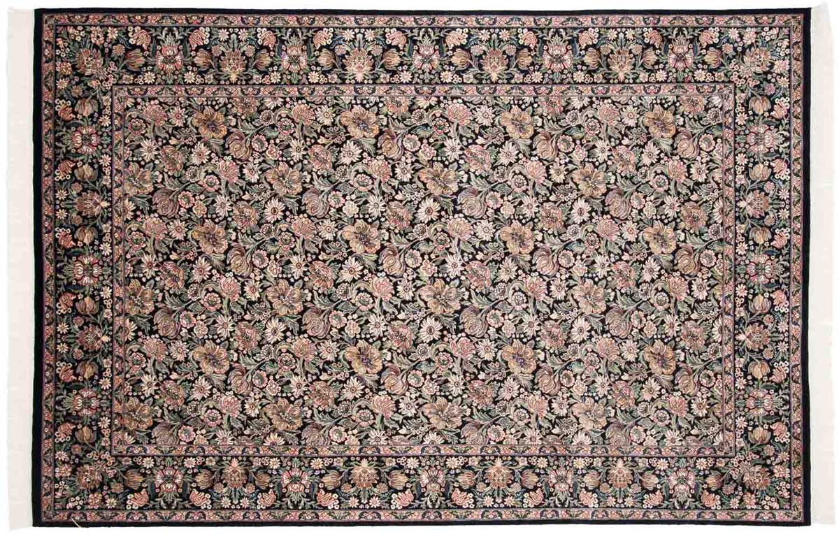6x9 Floral Black Oriental Rug 026105 6x9 Floral Black Oriental Rug 026105