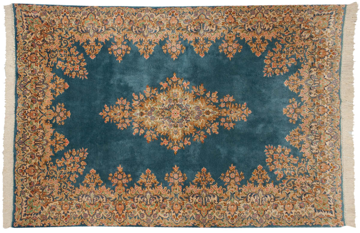6x9 Persian Kerman Blue Oriental Rug 012252 6x9 Persian Kerman Blue Oriental Rug 012252
