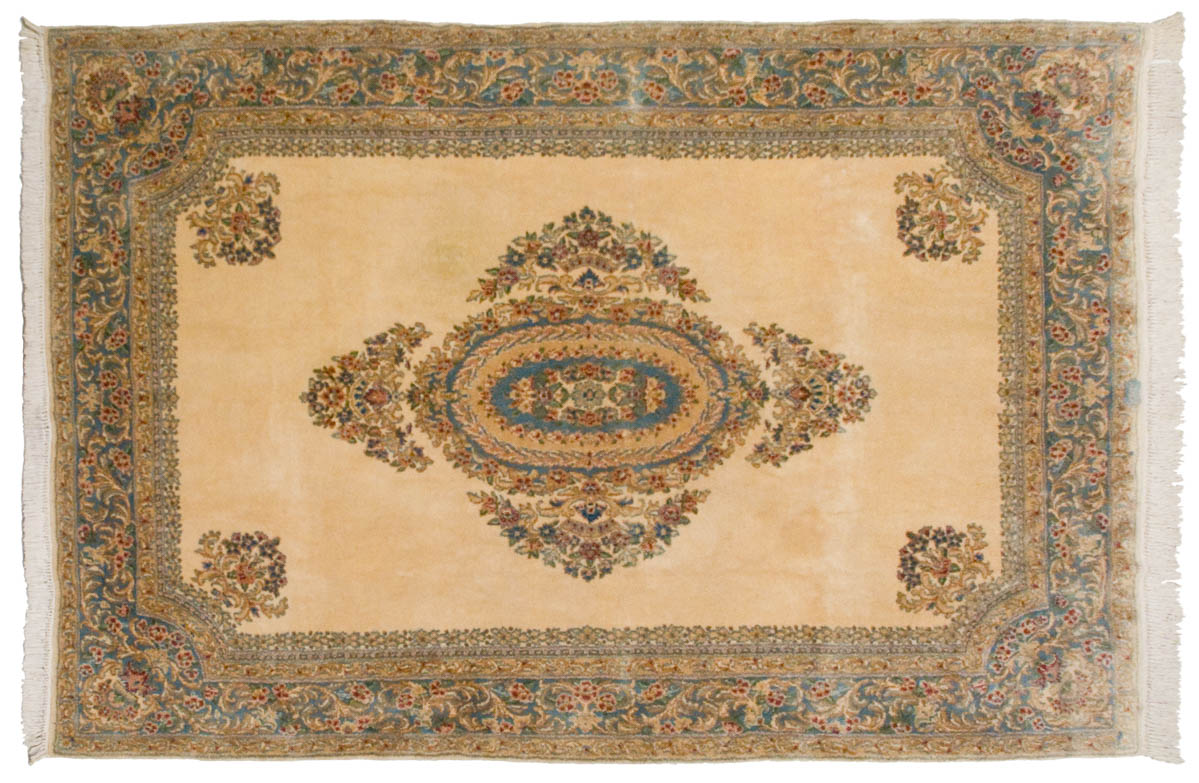 6x9 Persian Kerman Ivory Oriental Rug 012292 6x9 Persian Kerman Ivory Oriental Rug 012292