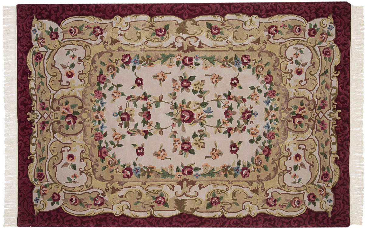 6x9 Tibetan Ivory Oriental Rug 031517