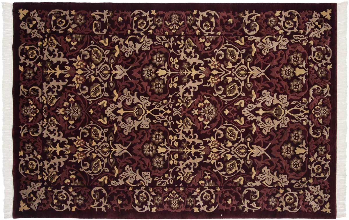 6x9 William Morris Burgundy Oriental Rug 036890 6x9 William Morris Burgundy Oriental Rug 036890