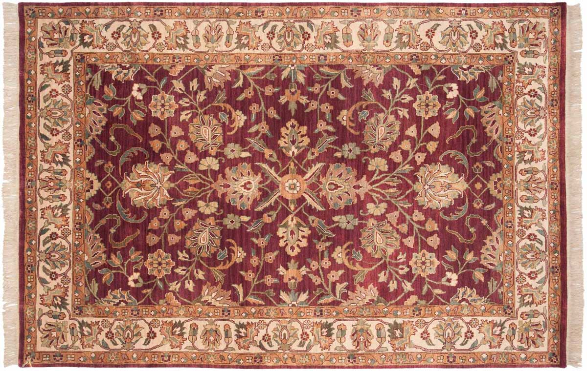 6x9 Yezd Burgundy Oriental Rug 032728 6x9 Yezd Burgundy Oriental Rug 032728