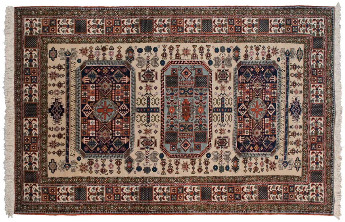7x11 Persian Guba Ivory Oriental Rug 035422 7x11 Persian Guba Ivory Oriental Rug 035422