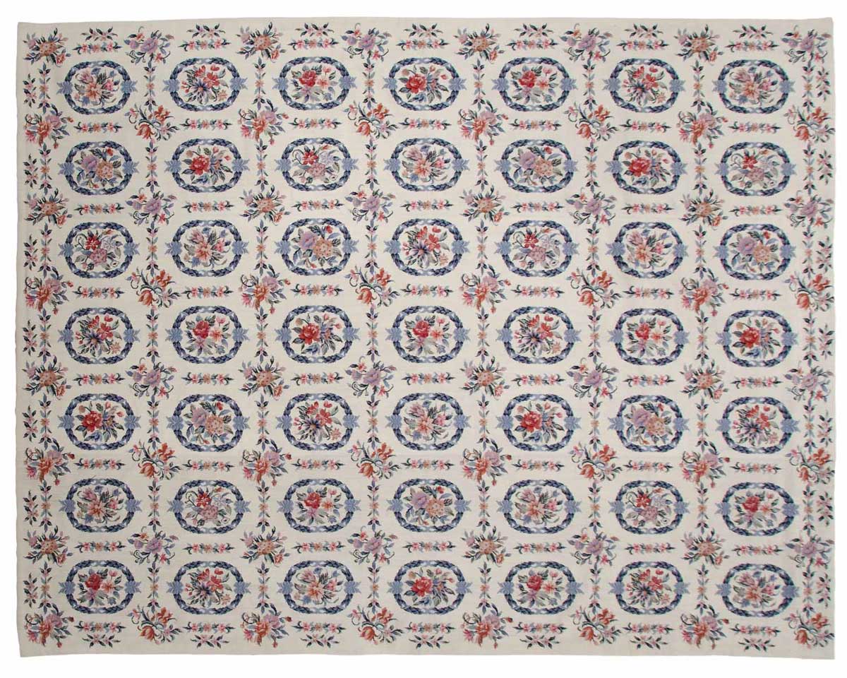 8x10 Block Ivory Oriental Rug 013946 8x10 Block Ivory Oriental Rug 013946