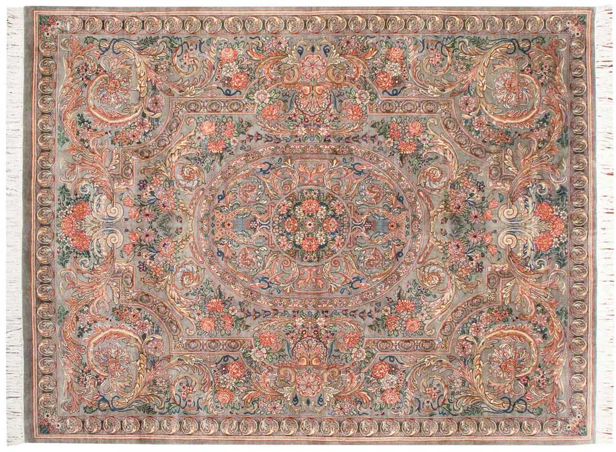8x11 Aubusson Aqua Oriental Rug 025787 8x11 Aubusson Aqua Oriental Rug 025787