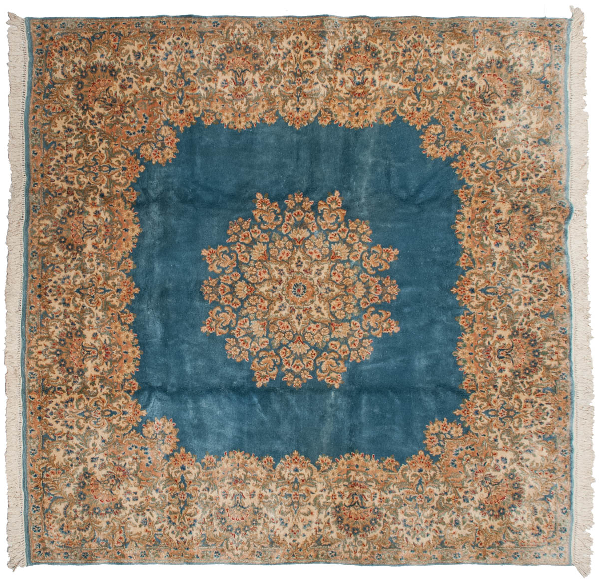 8x8 Persian Kerman Blue Oriental Square Rug 012246 8x8 Persian Kerman Blue Oriental Square Rug 012246