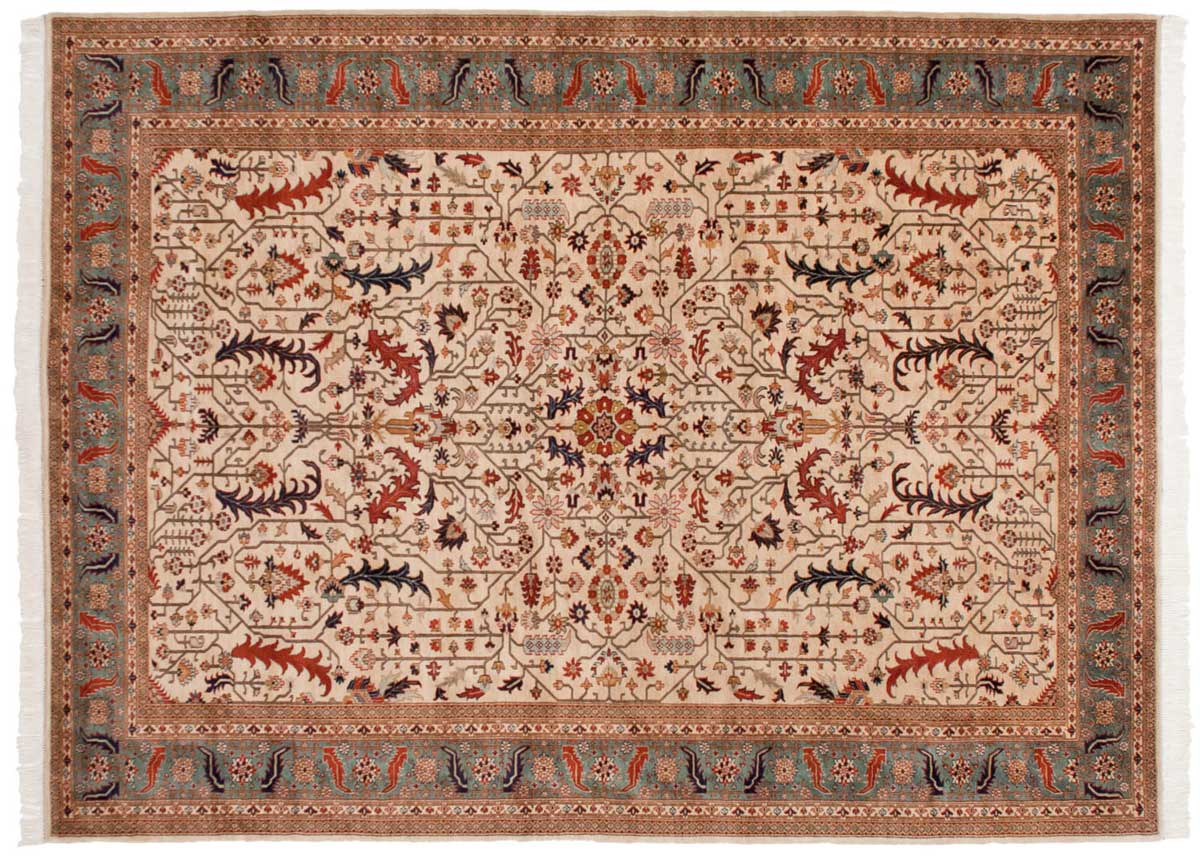 9x12 Caucasian Ivory Oriental Rug 021735 9x12 Caucasian Ivory Oriental Rug 021735