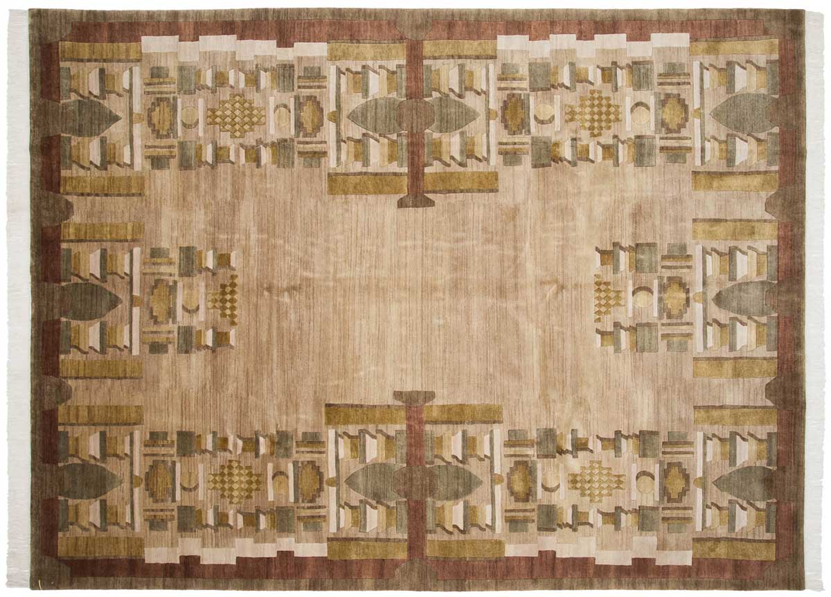 9x12 Folk Art Gold Oriental Rug 039062 9x12 Folk Art Gold Oriental Rug 039062