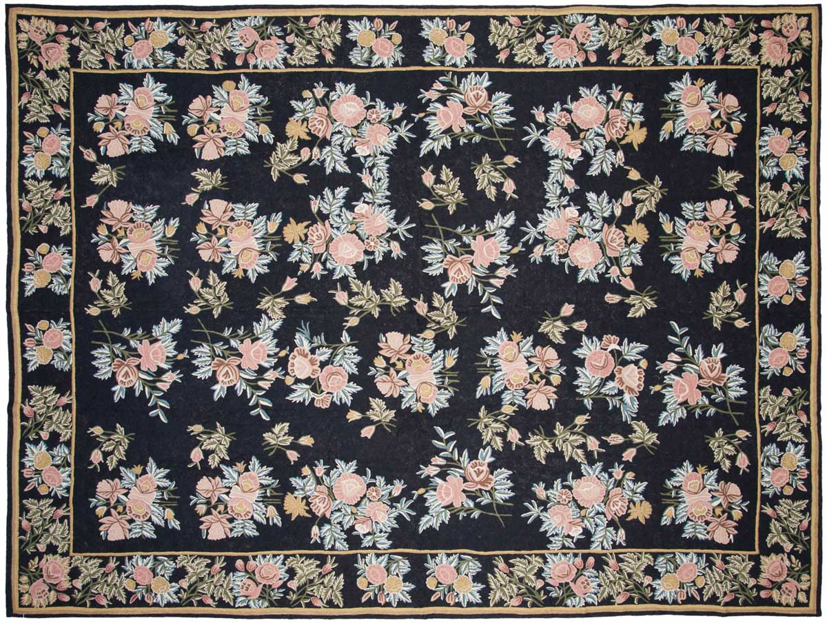 9x12 Kashmir Black Oriental Rug 023521 9x12 Kashmir Black Oriental Rug 023521