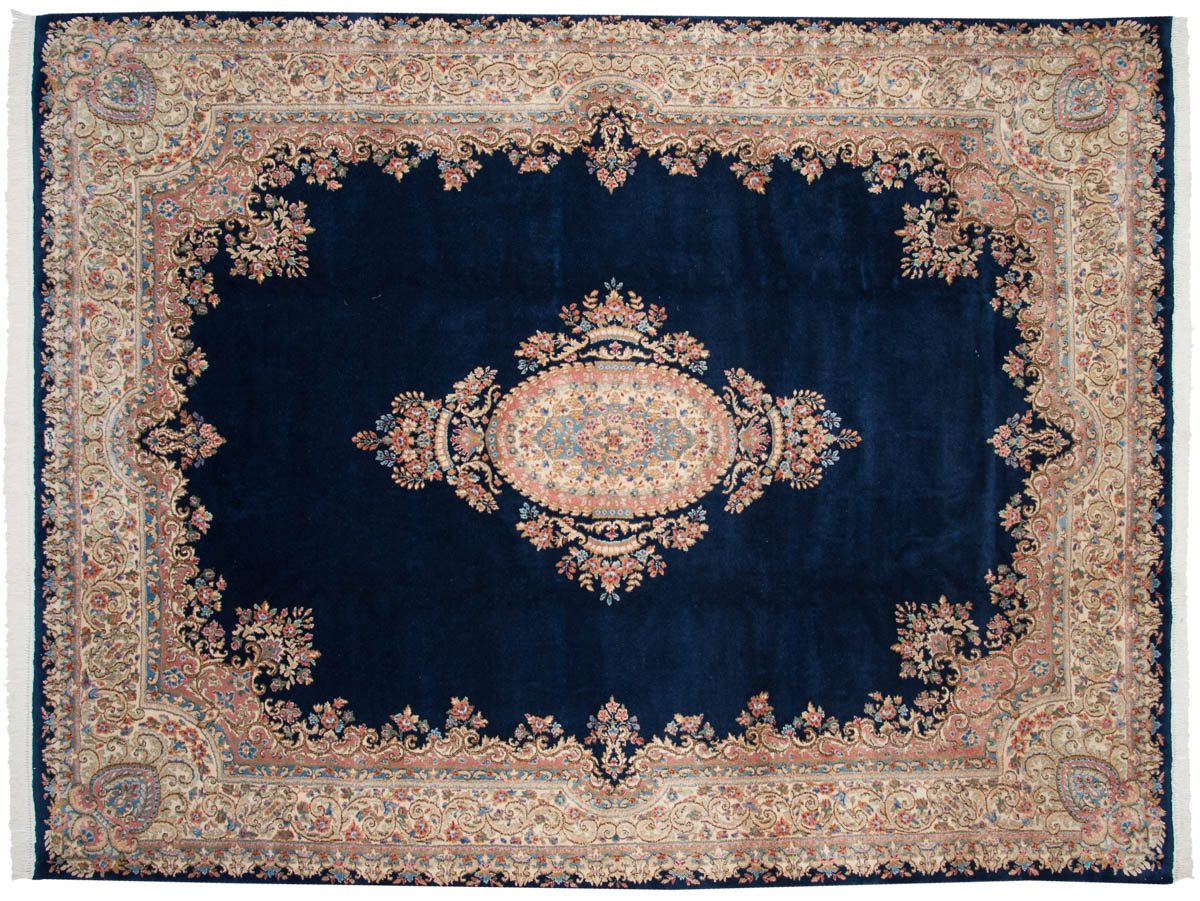 9x12 Persian Kerman Blue Oriental Rug 012325