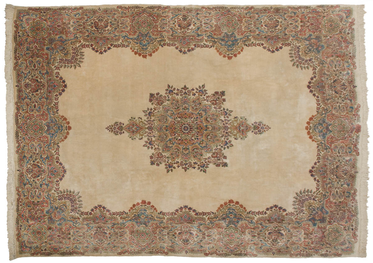 9x12 Persian Kerman Ivory Oriental Rug 012177