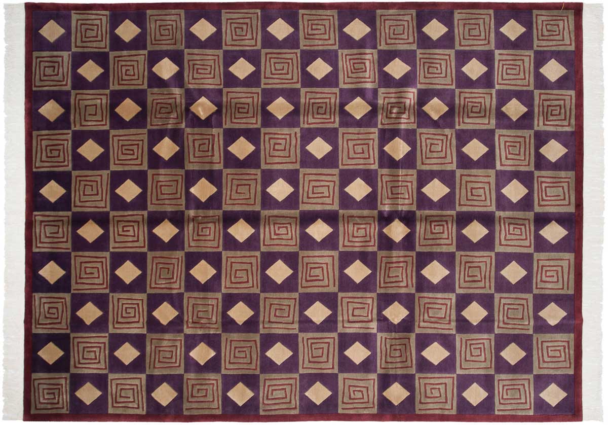 9x12 Block Purple Oriental Rug 032650 9x12 Block Purple Oriental Rug 032650