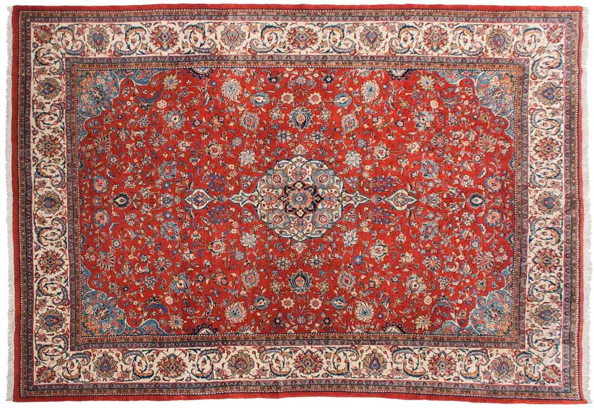 9x13 Persian Sarouk Red Oriental Rug 022954