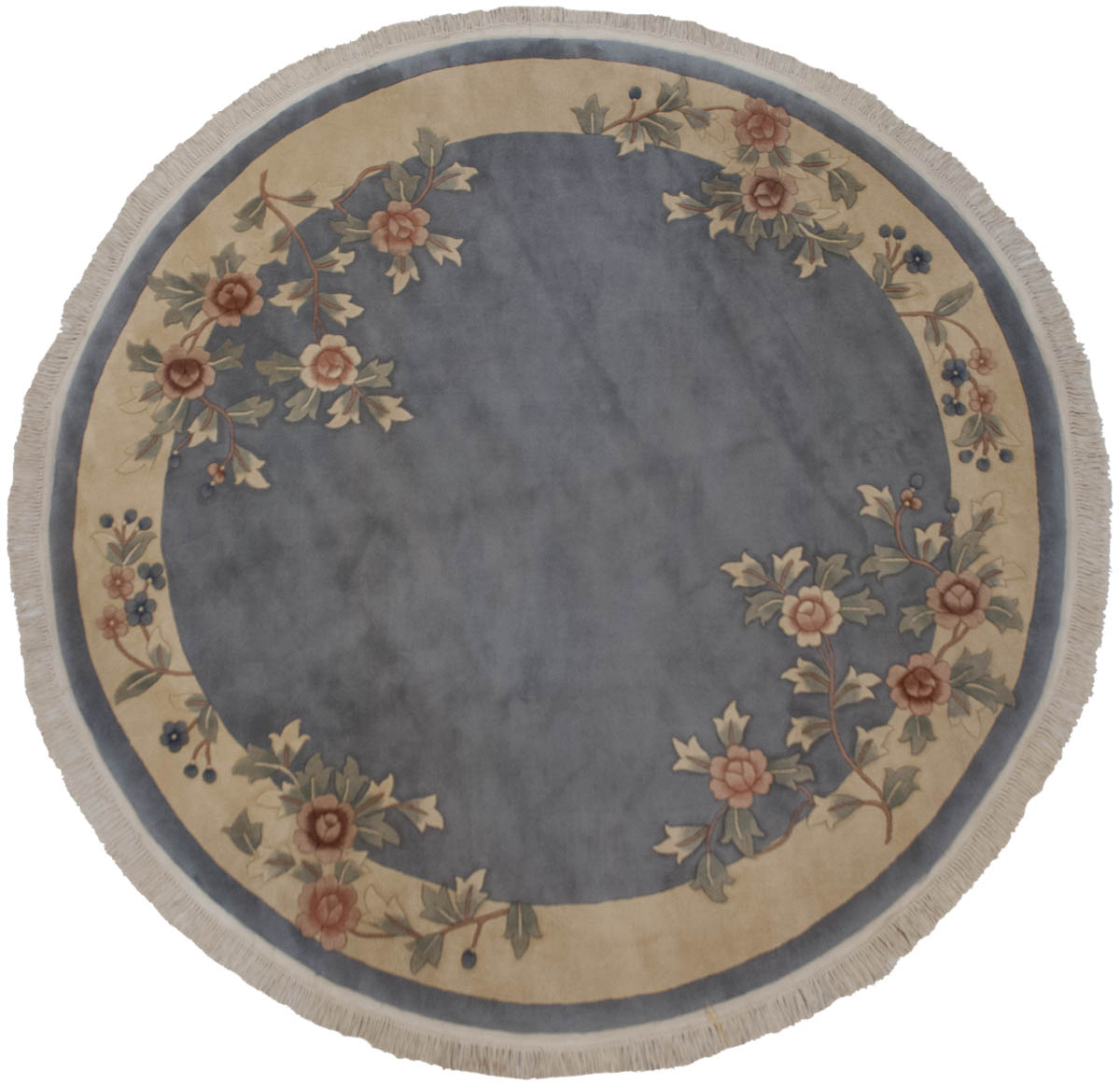 9x9 Floral Blue Oriental Round Rug 018993