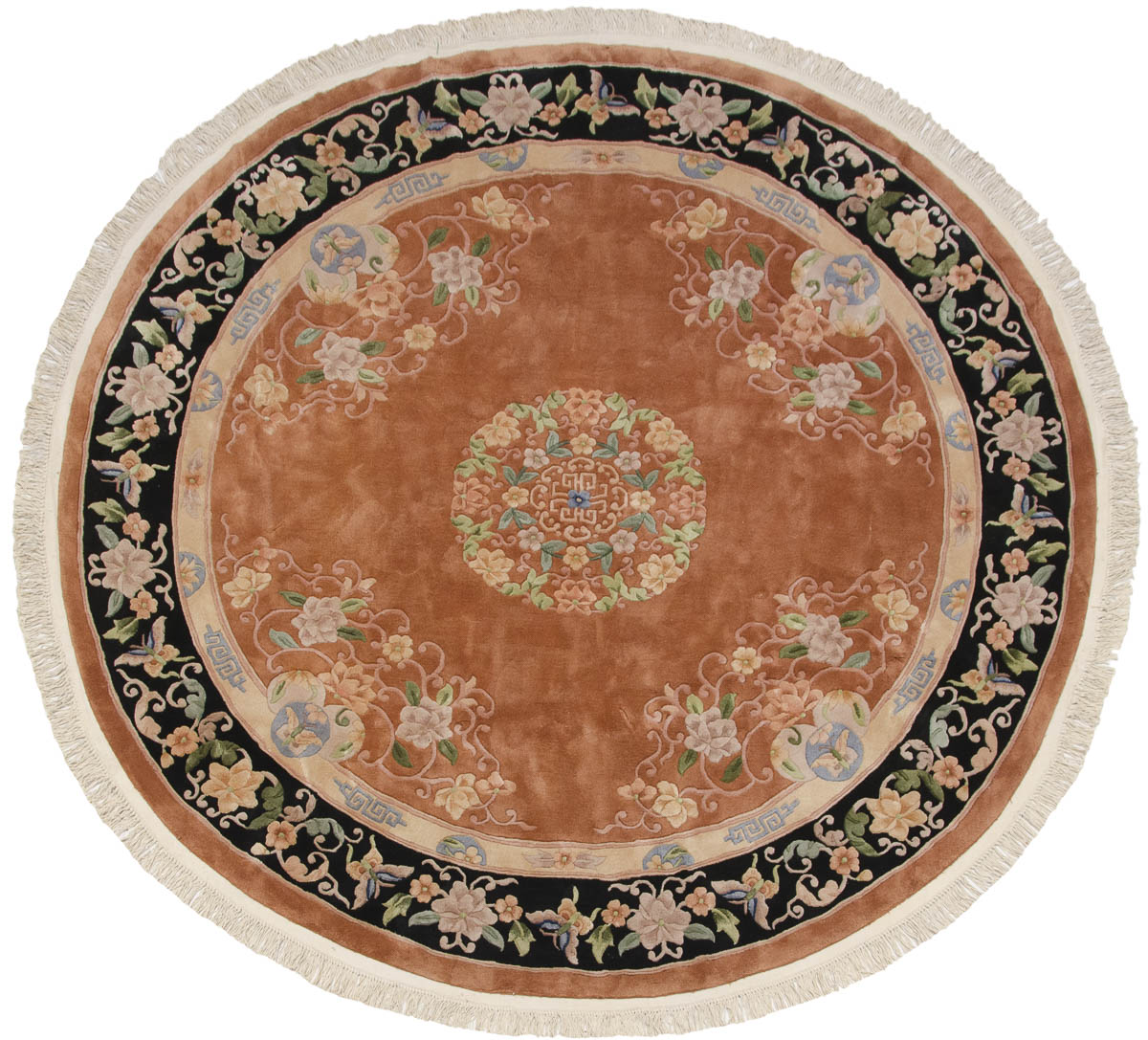 9x9 Peking Rust Oriental Round Rug 018990